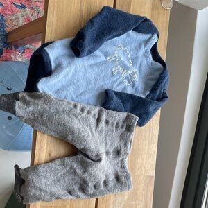 Blue and Gray Baby Wool Outfit with Sheep Design - Dilling (Danish brand)